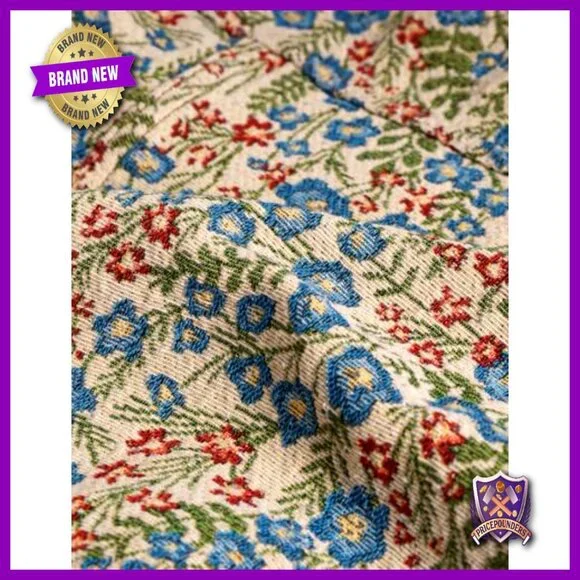 Jacquard Denim Jacket Peter Pan Collar Floral Crop Shacket Vintage Romantic